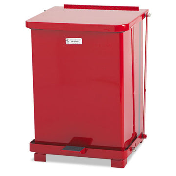 Rubbermaid® Commercial Defenders Biohazard Step Can, Square, Steel, 4 Gal, Red freeshipping - TVN Wholesale